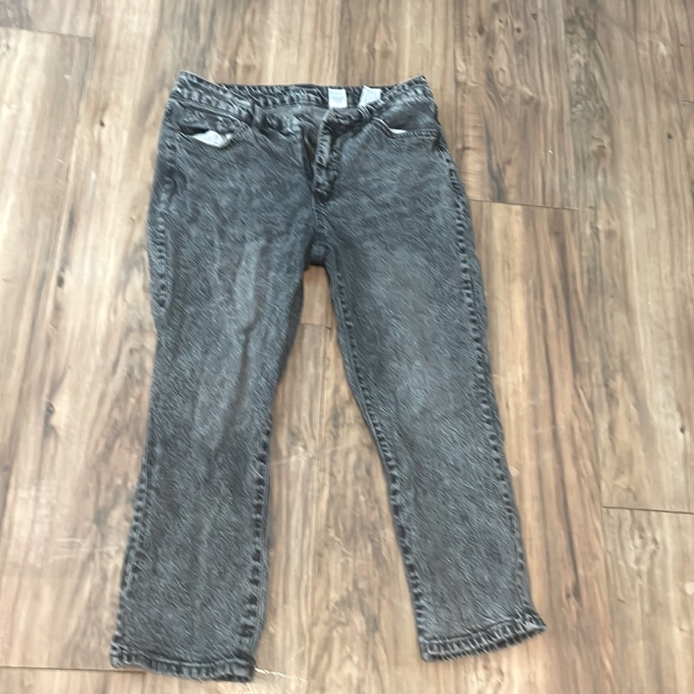 Black denim bell bottom jeans